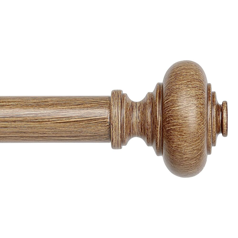 Curtain Rods for Windows 66 to 120 Inch, 1 Inch Diameter, Wood Grain Finials